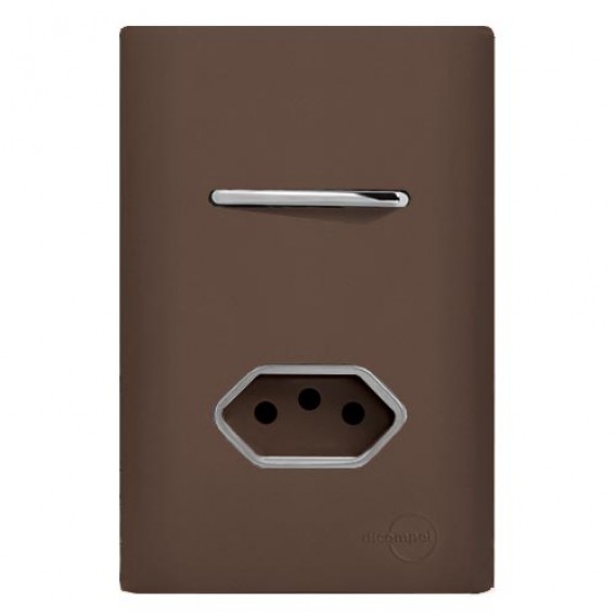 Conjunto Interruptor Paralelo + Tomada 10A 4x2 - Novara Especiais Marrom Fosco Conjunto Interruptor Paralelo + Tomada 10A 4x2 - Novara Especiais Marrom Fosco